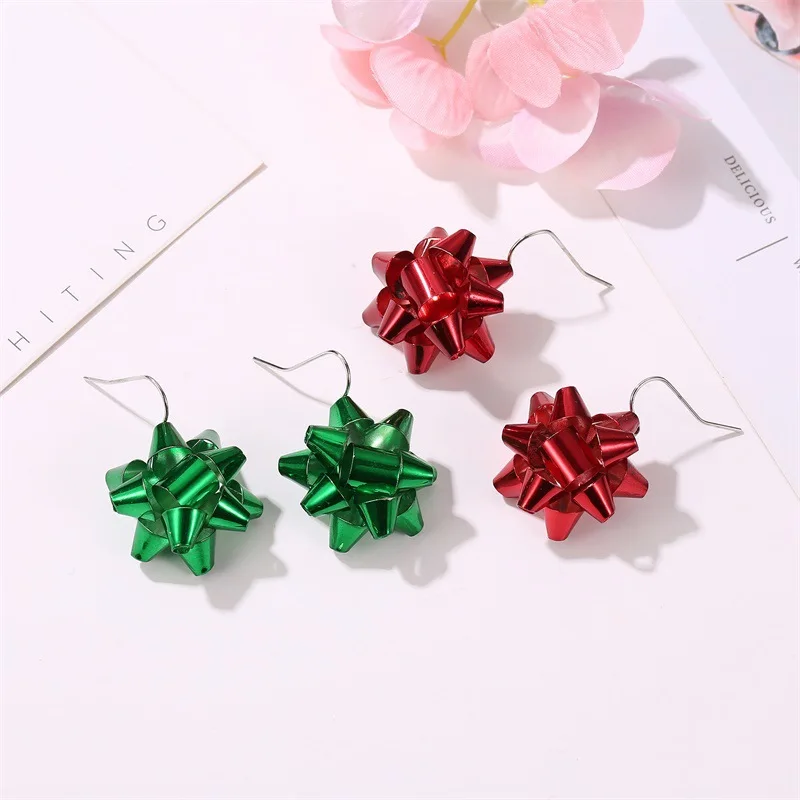 Рождественский Декор Висячие серьги для женщин Стразы Снежинка металлическая