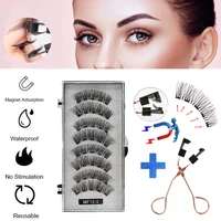 2 pairs8 pcs magnetic eyelashes with 5 magnets reusable handmade 3d mink false eyelashes natural with magnetic tweezers cils