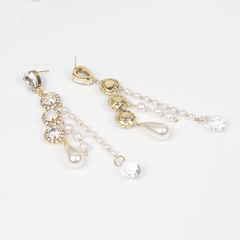 MWSONYA New Korean Trendy Water Drop Crystal Long Dangle Earrings for Women Palace Silver Color Elegant Party Jewelry Gift | Украшения и