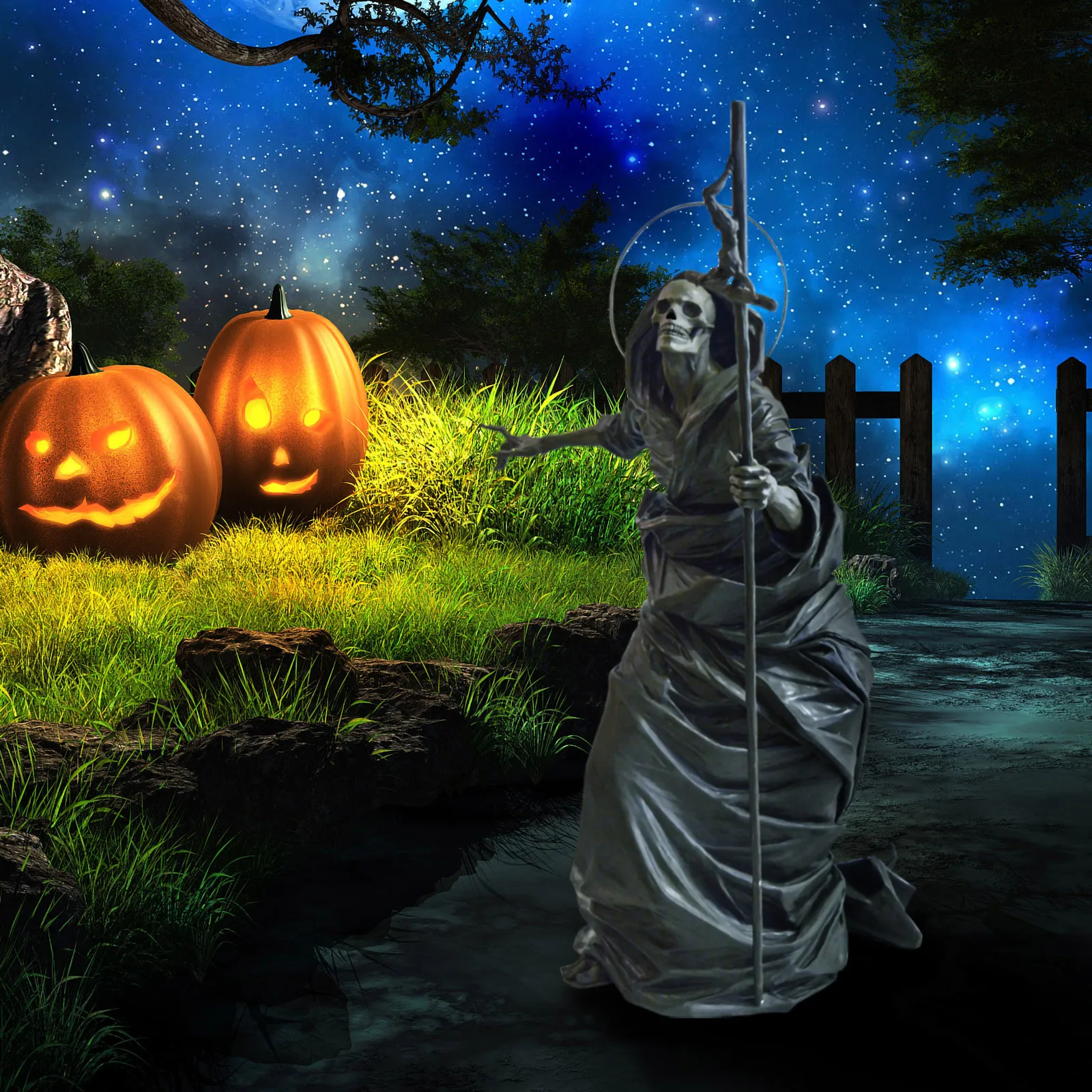 

Скульптура черного скелета-хранитель, Готическая декоративная статуя-хранитель, креативная декоративная статуя-скелет, Статуэтка из смолы...