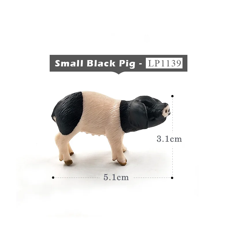 Small Black Pig Маленькая свинка кошка волк, собаки, кролика, козлиная, Овечья утка гусь изображающие пятачка фигурка игрушки с фермерской тематикой пластик животных модель подарок на Рождество для детей - Цвет: Small Black Pig