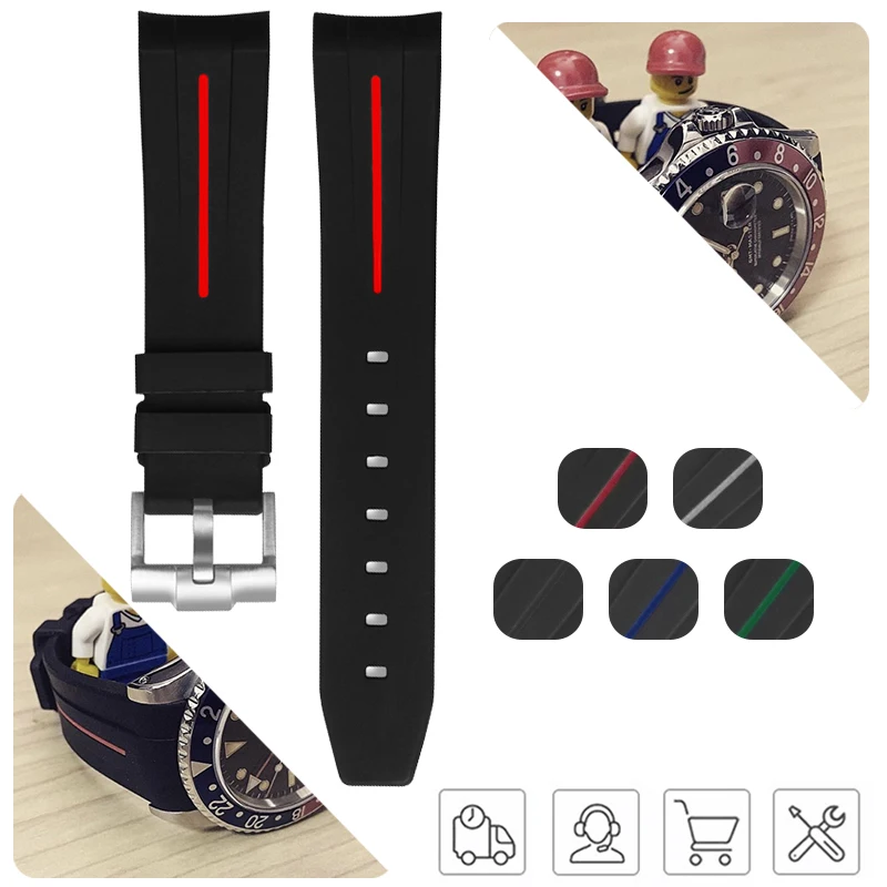 Водонепроницаемый резиновый мужской ремешок для часов 20 мм наручных браслет