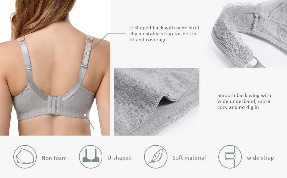 Бюстгальтер из хлопка Dotvol комфортный бюстгальтер без косточек нижнее белье