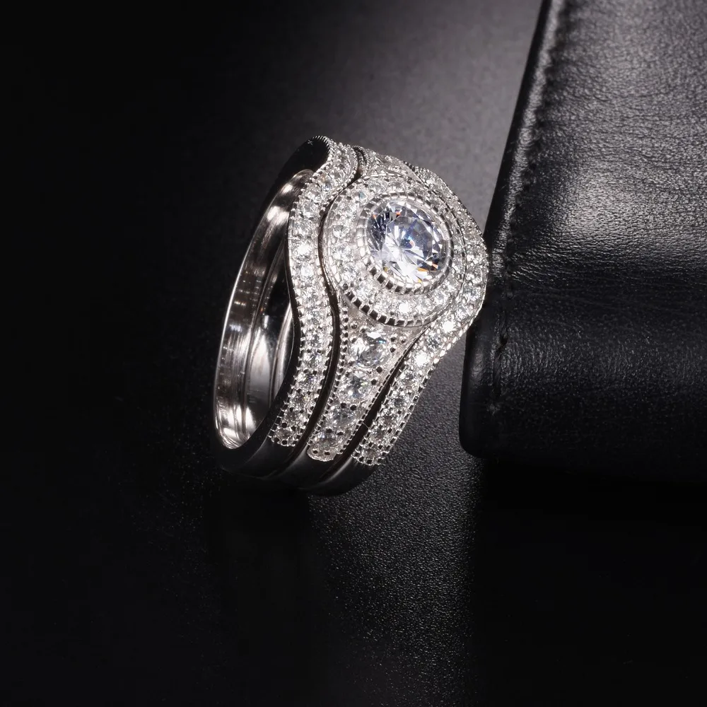 Винтажное ювелирное изделие с покрытием из белого золота 10 к роскошные кольца