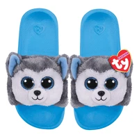 15cm ty beanie footwear glitter eyes kids childrens slides sandals slush gray blue husky cute animal small medium large gift