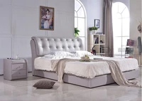 high quality factory price royal large king size leather soft bed bedroom wedding furniture soft bed 2655