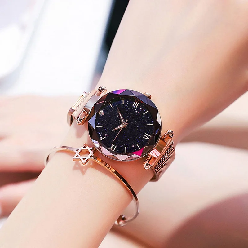 Роскошные женские часы модные часы с магнитной пряжкой кварцевые часы Звездное небо римские цифровые женские часы reloj mujer