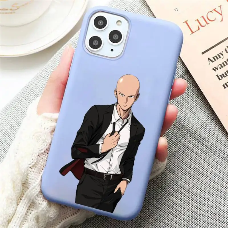 

Japan Anime One Punch Man Phone Case Candy Color for iPhone 11 12 mini pro XS MAX 8 7 6 6S Plus X SE 2020 XR