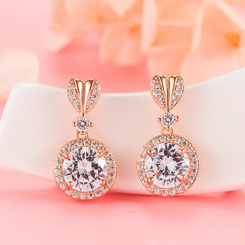 

DIWENFU 14K Rose Gold Diamond Earring for Females Aretes De Mujer Geometric Natural Stone Earrings Gemstone Jewellry Orecchini