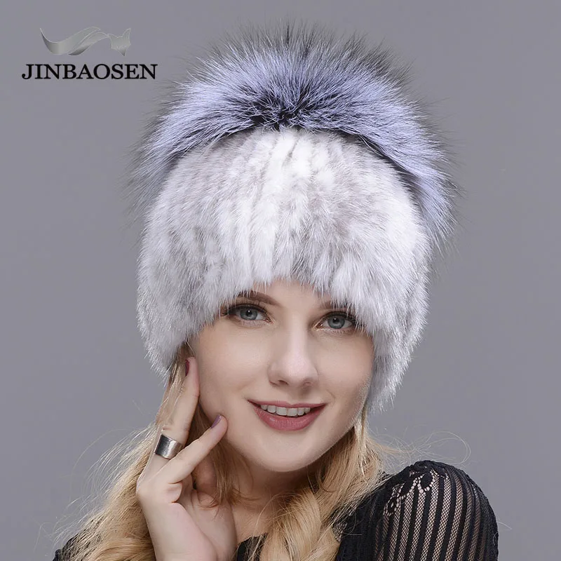 Лидер продаж модные зимние теплые женские вязаные шапки JINBAOSEN норковые с