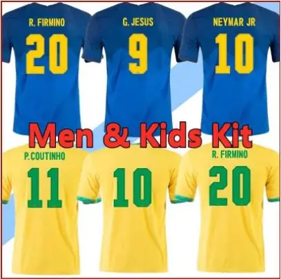 

20 21 brasil soccer jerseys kit de camiseta de ftbol, G.JESUS, PAQUETA, neras, COUTINHO, FIRMINO, PELE