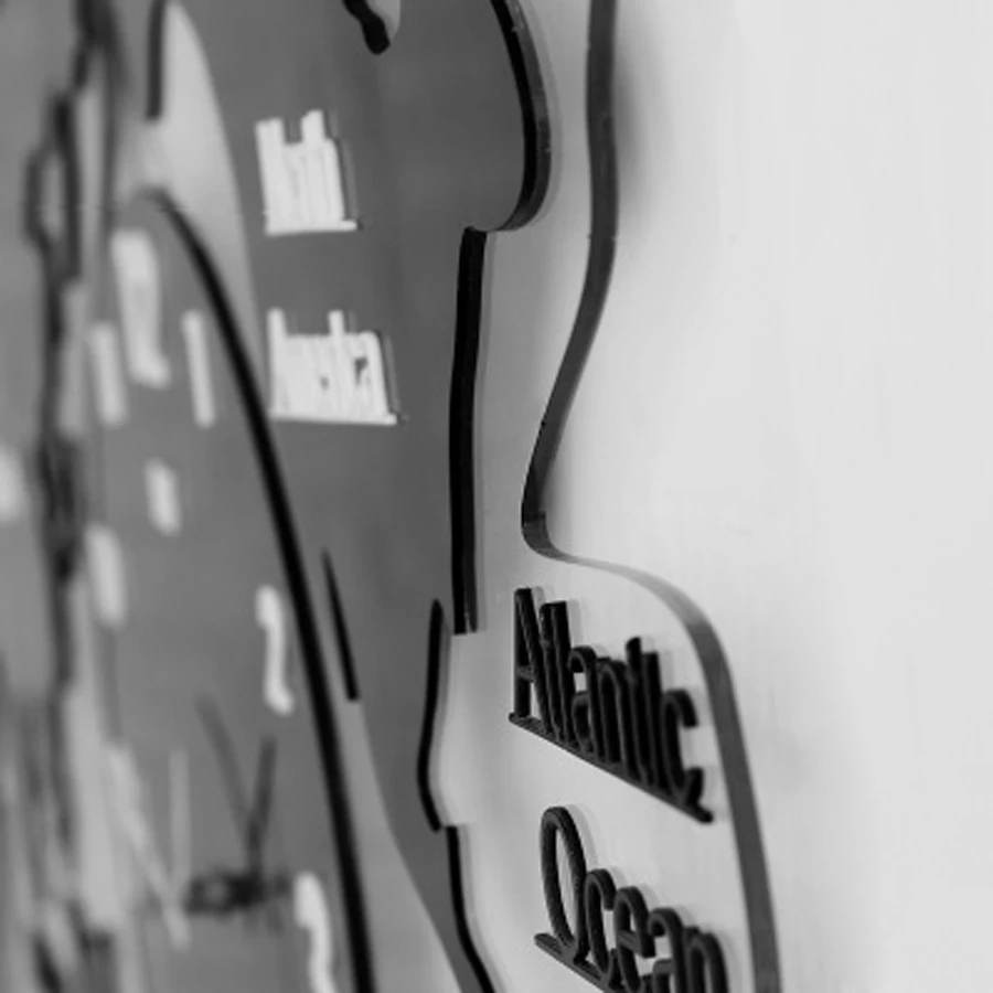 Настенные часы в современном стиле с большой картой мира фоновое украшение