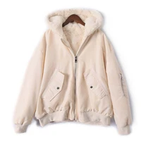 short parkas for women sales winter reversible fleece patchwork polyester warm jacket coat autumn winter loose hooded clothes