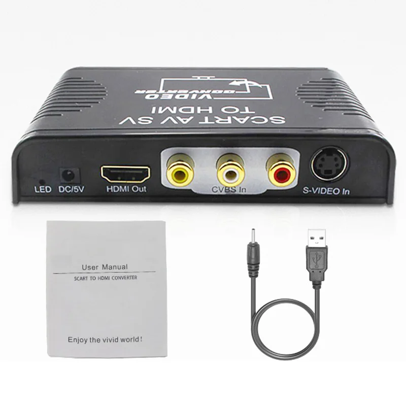 Композитный преобразователь AV Scart в HDMI 3 1 Переходник + S-video композитный RCA |