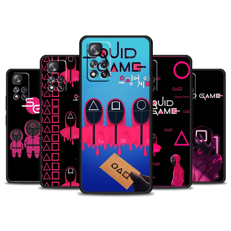 

Korea Hot squid game Shockproof Black Phone Case For Xiaomi Redmi Note 11 10 10S 9 9T 9S Pro Max 8T 8 7 6 5 4X Capa
