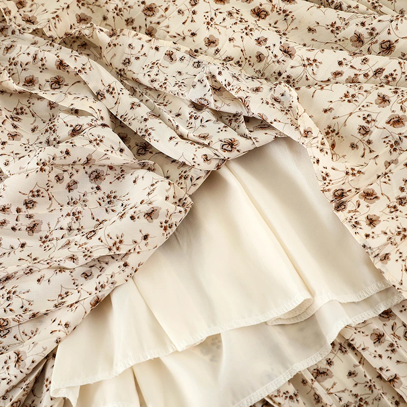 OCEANLOVE Spring Floral Women Dress High Waist Fashion 2020 Korean Chic New Long Dresses Vintage A-line Elegant Vestidos 15574 | Женская