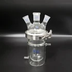 Двухслойная цилиндрическая открытая бутылка реактора 250 мл, внутреннее круглое дно, внешнее плоское дно, фланец 100 мм, Mid 2429,Side 1926