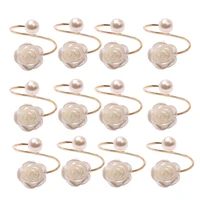 12pcslot wedding pearl rose flower napkin buckle napkin ring napkin decoration circle
