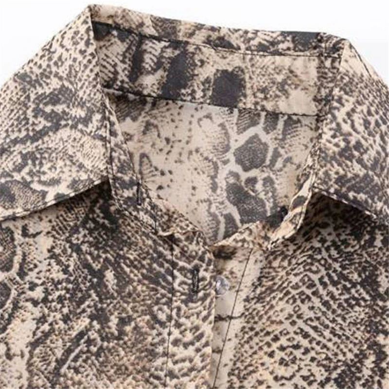 Рубашка женская из змеиной кожи блузка на пуговицах рубашка с длинным рукавом