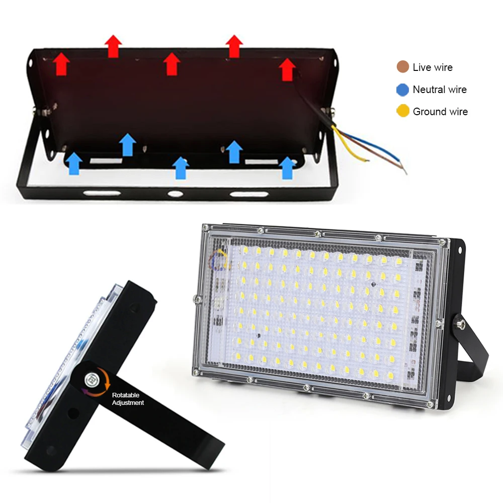 

6pcs LED Flood Llight 100W AC 220V Garden Park Floodlight 230V 240V Spotlight Outdoor Highway Building Lighting LED Streetlight