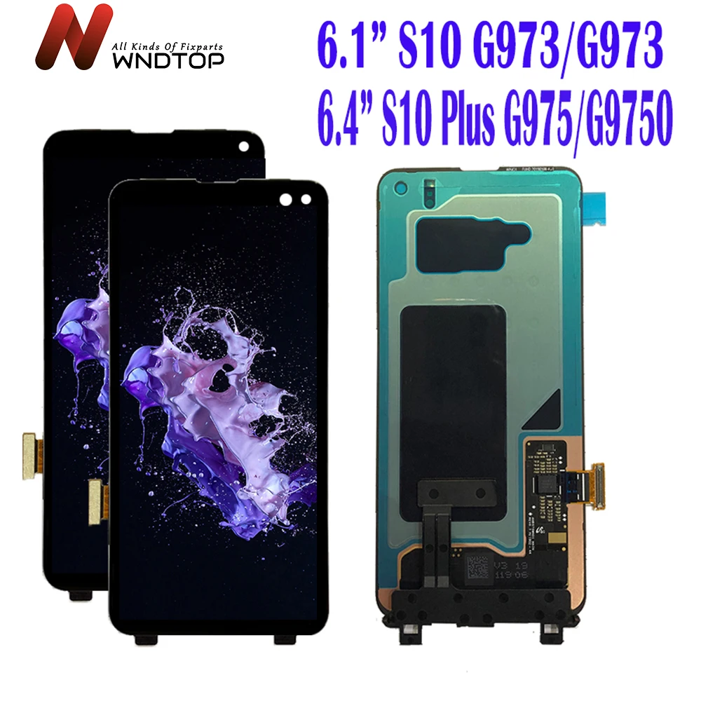 AMOLED For Samsung Galaxy S10 2019 SM-G9730 G973 LCD Display Touch Screen Digitizer Replacement For SAMSUNG S10 Plus G9750 LCD