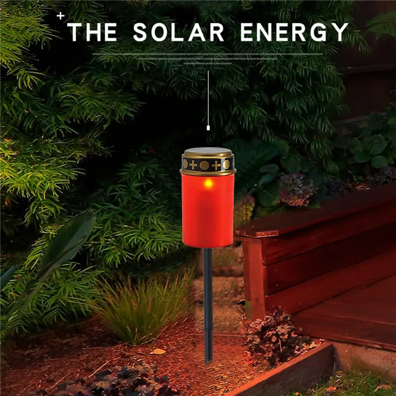 구매 Tomb 태양열 촛불 램프 전자 의식 잔디 야간 조명 무염 촛불 조명 지상 소켓 방수 장식 사용 준비 완료