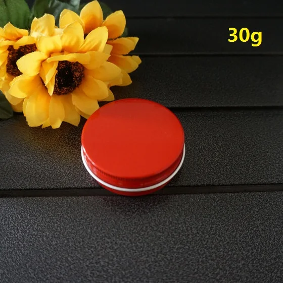 

30g 30ml 52*21mm Empty Red Small Cosmetic Aluminum Box Metal Tin Cans DIY Cream Refillable Jar Tea Aluminum Pot Round Container