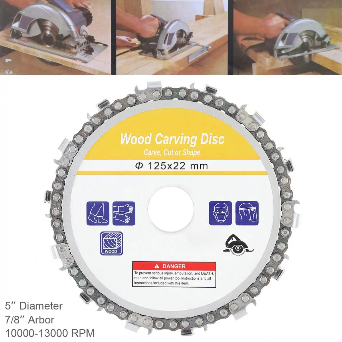 

5 Inch 125 x 22mm 14 Tooth Grinder Disc Wood Carving Disc Angle Fine Abrasive Cut Chain Disc Timber Slotted Saw Blade