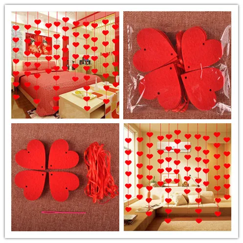 Горячая 2 5 м Happy Семья нетканый любящее сердце красная лапочка Шторы Свадебные