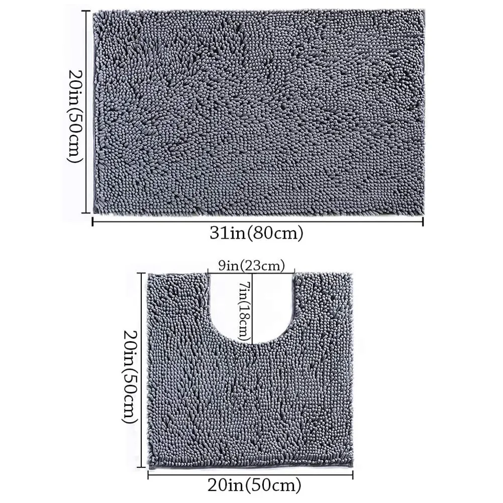 

Bath Mat U Shape Toilet Rug Soft Carpet Slip-Resistant Bathroom Shower Soft Absorbent Cushion Microfiber Plush Carpet 2PCS Brown