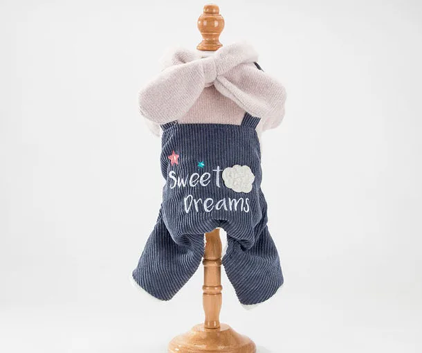 Gray XS-3XL 7 Sizes-3C Dog Clothes Pet Jumpsuit For Pug Dachshund 4 Legs Warm Coat Winter 32-61cm Bust Clothing Small Dog for Bulldog - Color: Gray