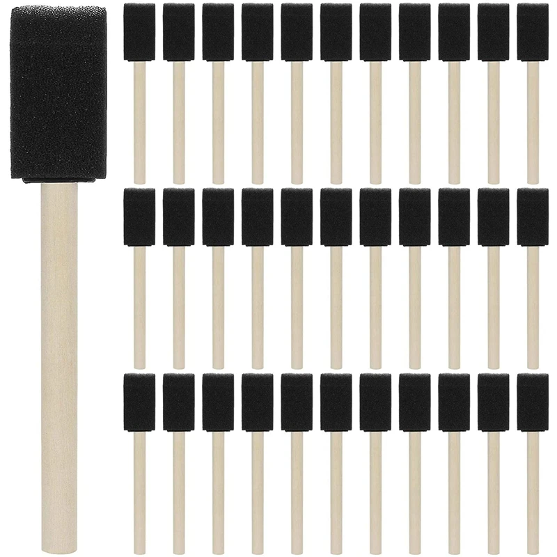

200 Pack Wide Foam Paint Brush with Wooden Handles for Acrylics, Stains, Varnishes, Crafts, Arts