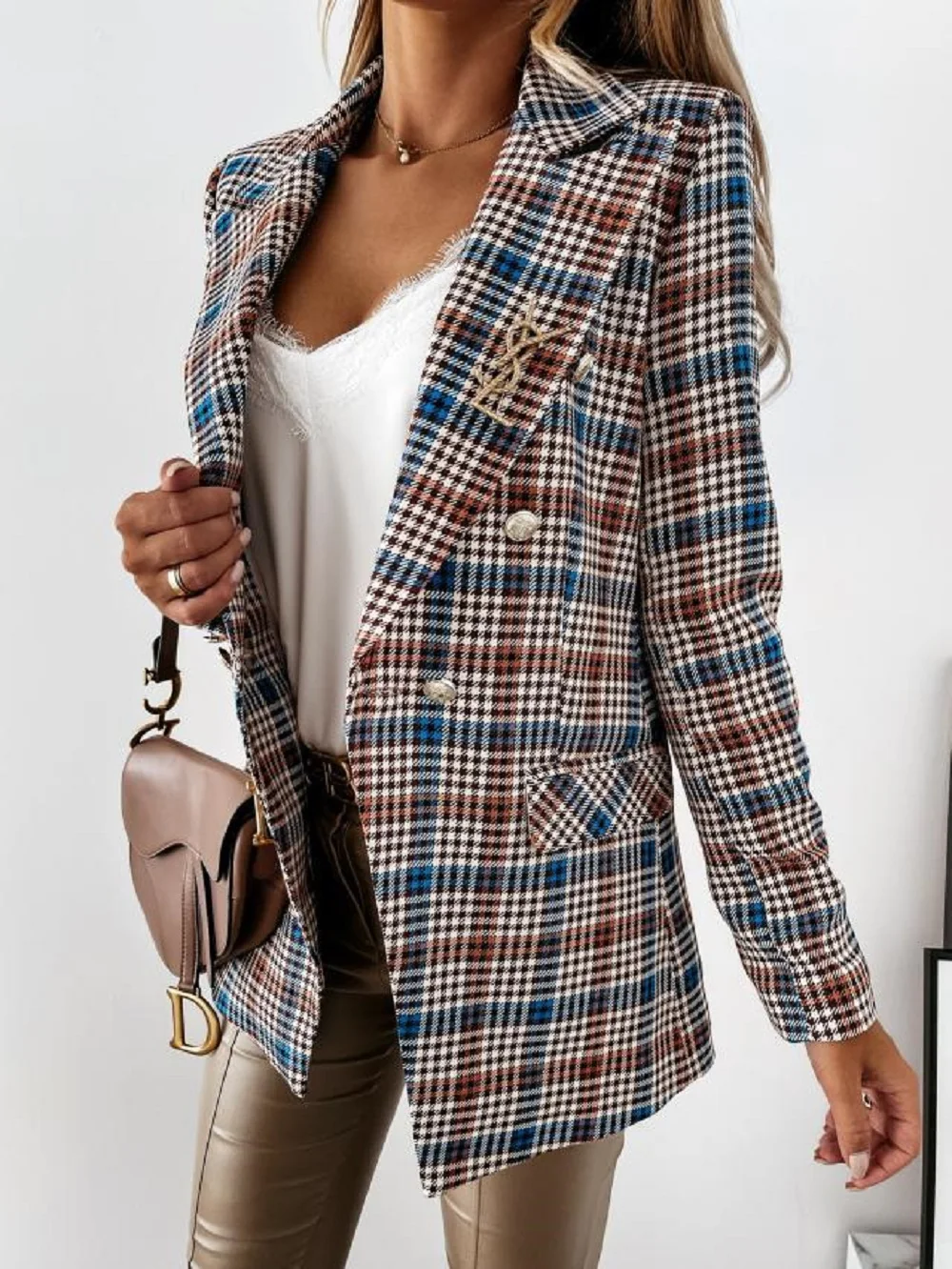 Женский клетчатый пиджак винтажные Твидовые костюмы на весну и осень офисные