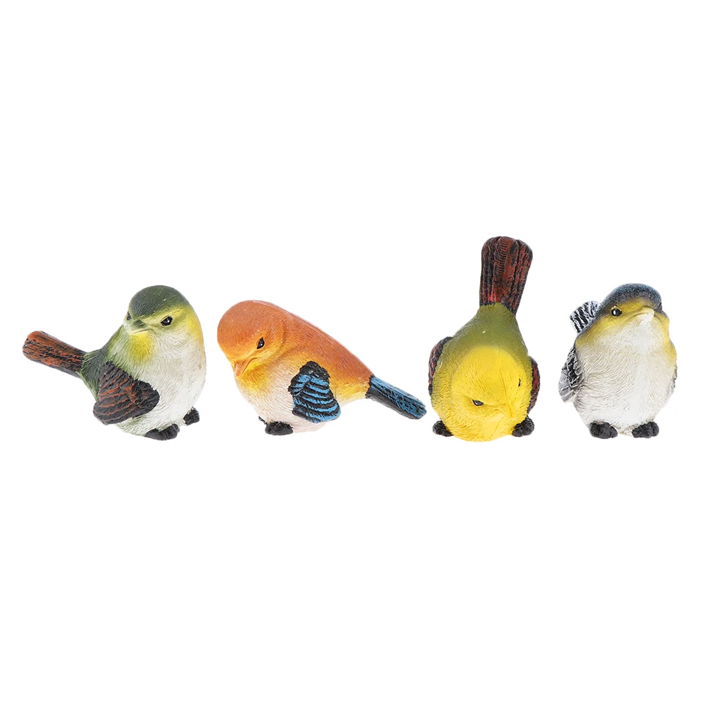 

4pcs Highly Detailed Little Bird Perched Home Decoration Ornament Bird Cute