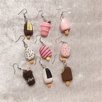1pair drop earrings cute candy color ice cream artificial fake food handmade resin earrings jewelry for woman and children