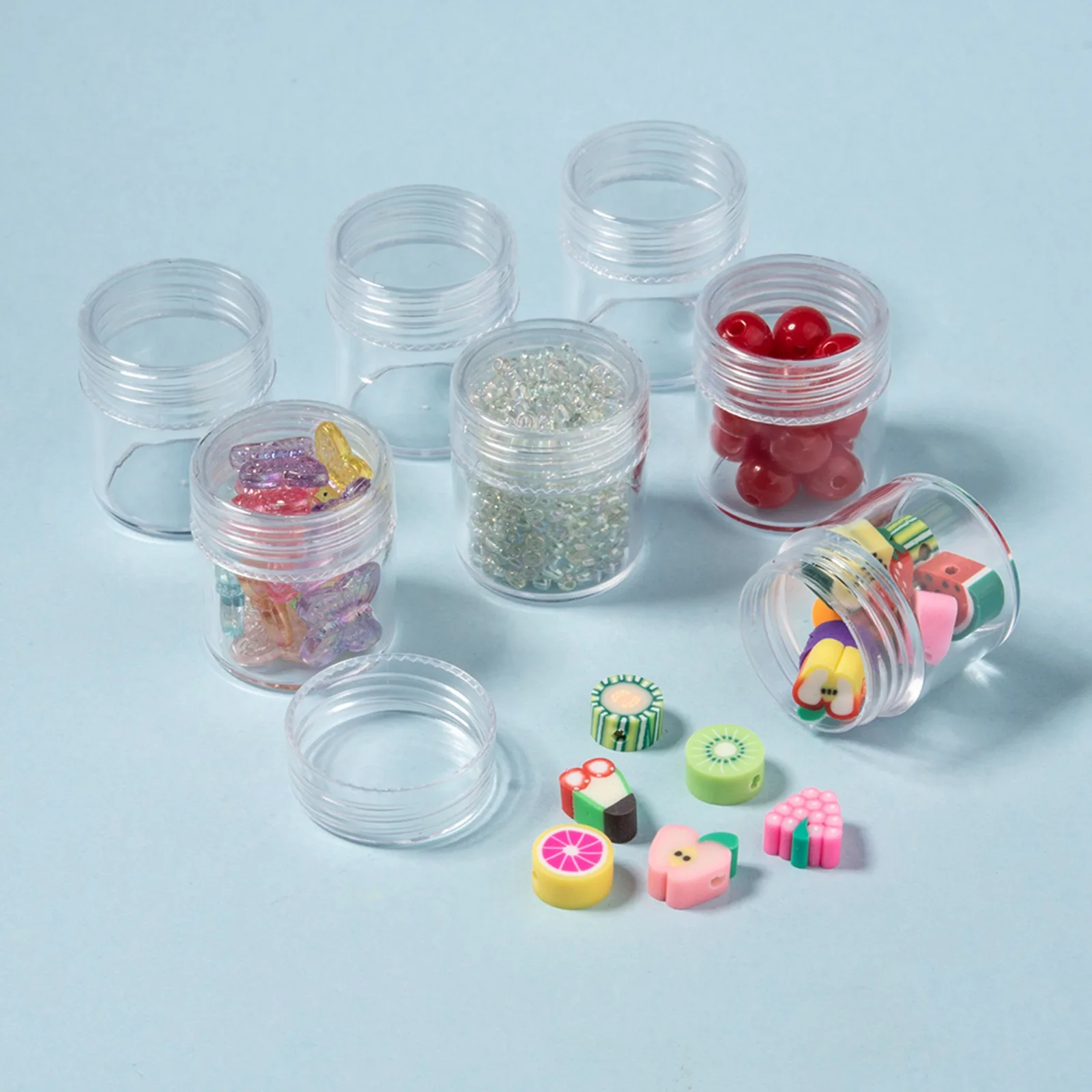 3sets Beads Containers Jewelry Boxes Transparent Plastic Box Beads Organizers Bottle Rhinestone Bead Storage (30pcs Jars/set)