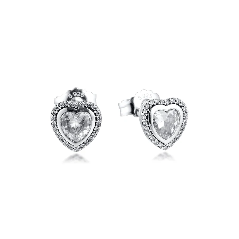 

CKK Earring Sparkling Love Stud Earrings Sterling Silver Fshion Jewelry 100% 925 Silver Women Brincos Pendientes Aretes