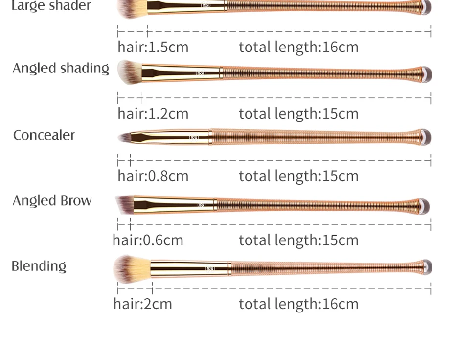 ZOREYA 8pcs Rose Gold Mermaid Makeup Brushes Powder Blending Eye Shadow Brush Set with Shiny Portable Bag