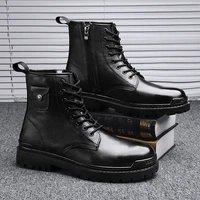 2021 men boots military genuine leather shoes male autumn winter boots waterproof snow warm plush ankle motorcycle boots for men