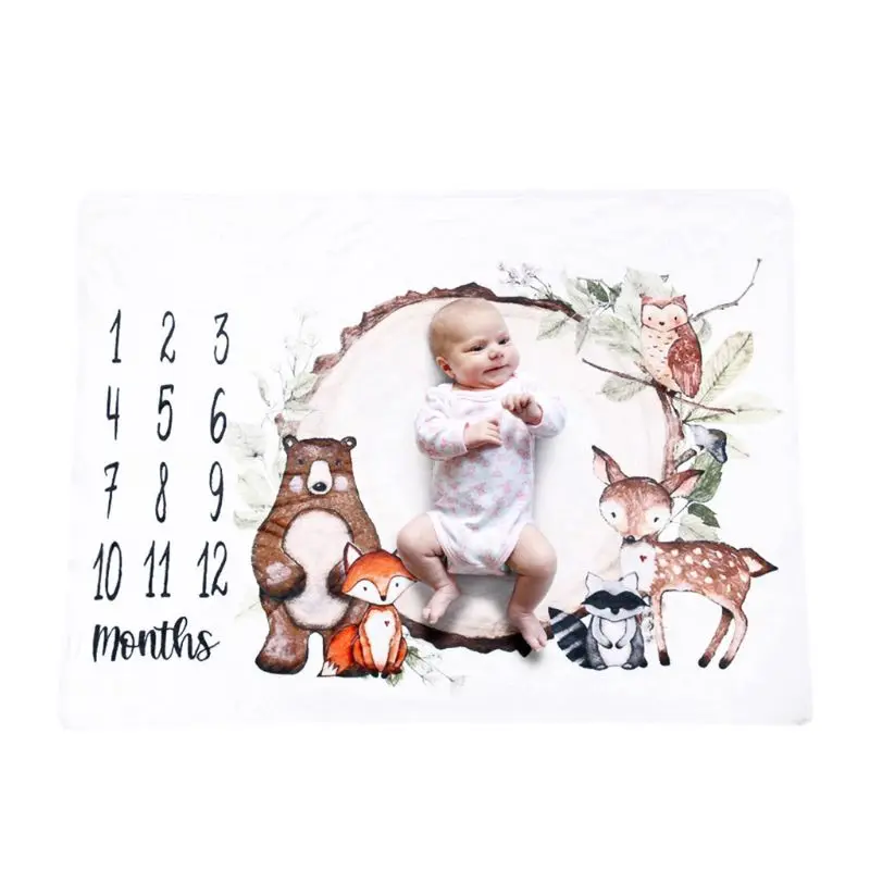 

Baby Monthly Record Growth Milestone Blanket Swaddle Wrap Photography Prop Cloth A2UB