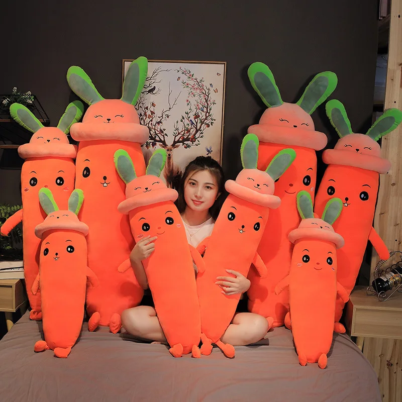 

80-120cm Cute Soft Long Carrot Pillow Plush Toys Stuffed Pause Office Nap Sleep Cushion Home Decor Gift Doll