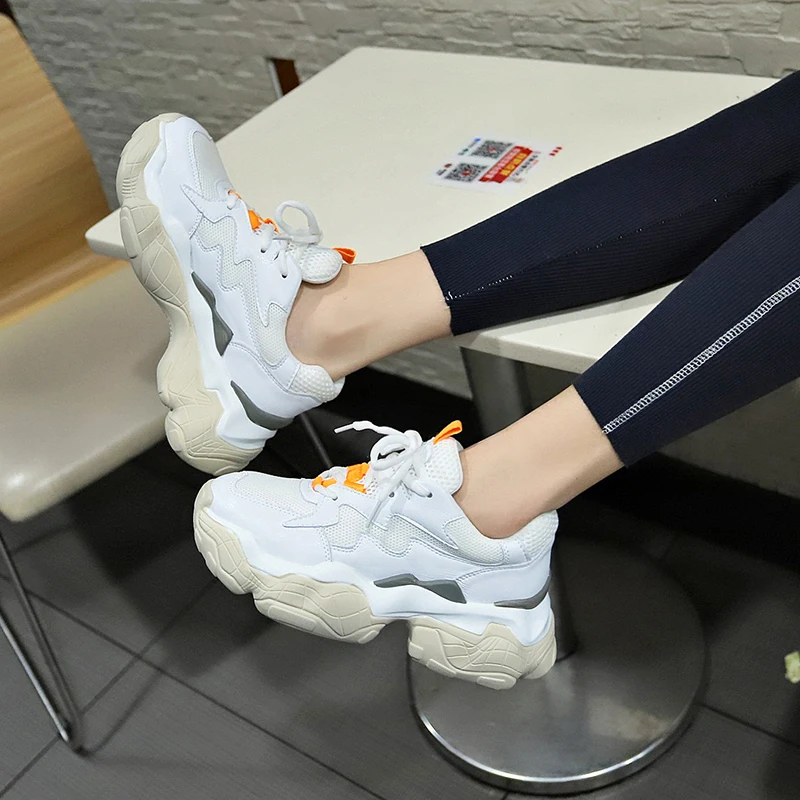 Women Shoes Spring Thick Bottom Fashion Dropshipping Breathable Muffin Bottom Solid color Sewing Sneakers Women k368