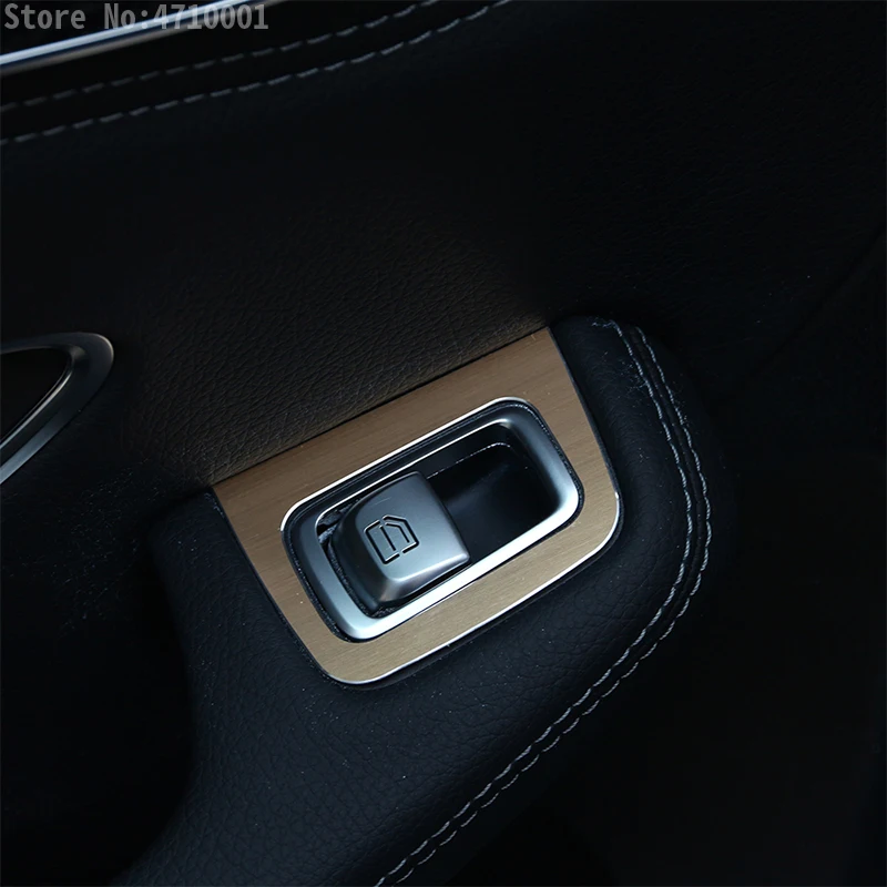 

4x Alloy Car Modification Door Window Lift Switch Buttons Decorator Cover Trims For Mercedes-Benz C Class W205 & GLC Class X253