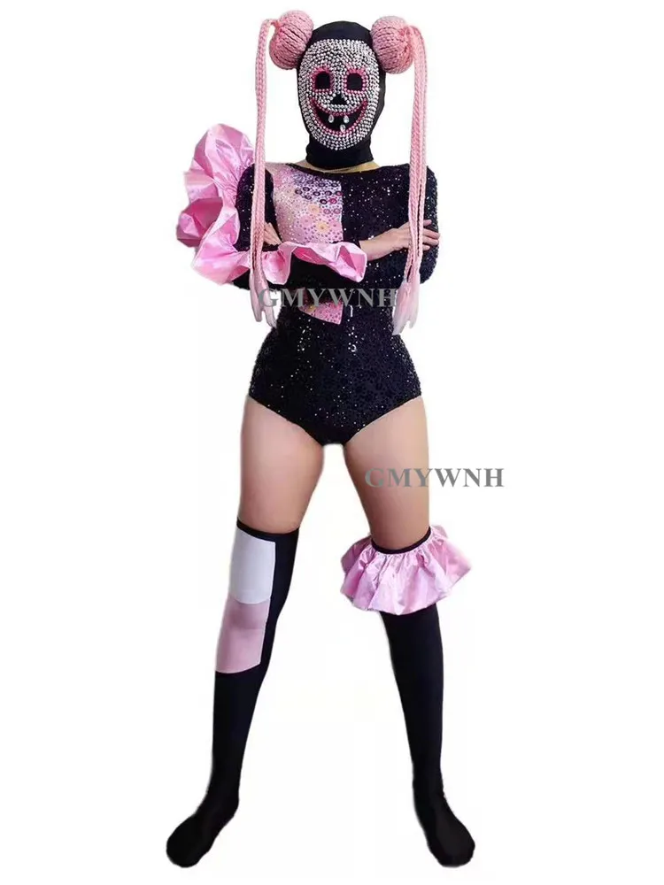 Günstig H102 Halloween Eng Cosplay Pole Tänzerin Clown Party Elastische Gestreckt Festival Schädel Zeigen Diamant Bohren Kette Overall Club