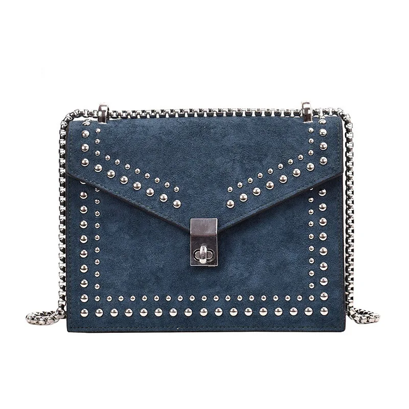 

Scrub Leather Small Shoulder Messenger Bags for Women 2021 Chain Rivet Lock Crossbody Bag Female Travel Mini Bags