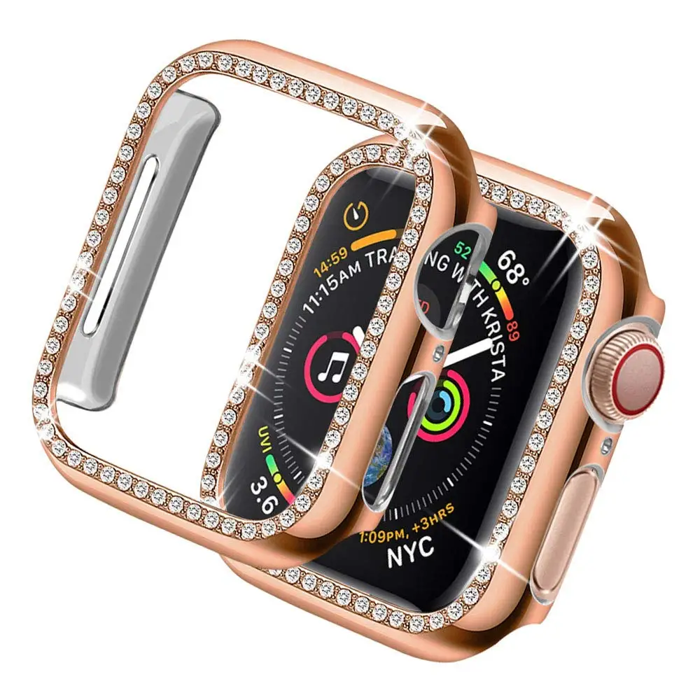 rose Шикарный бампер для Apple watch чехол Apple watch 4 5 44 мм 40 мм 42 мм 38 мм Алмазный протектор чехол iWatch 5 4 3 2 Аксессуары 38 - Цвет: rose