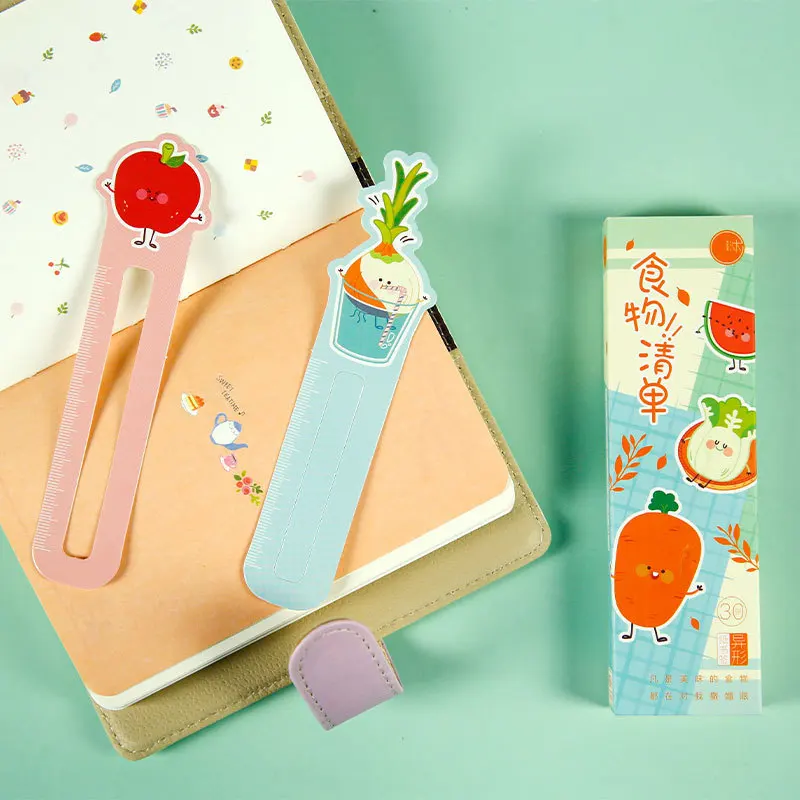 30 шт./лот Kawaii Bookmarks линейка для еды маркеры книг новые зажимы милые Креативные