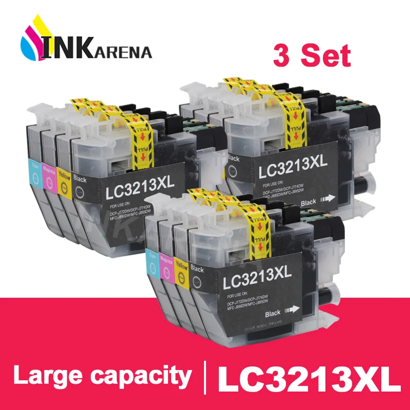 

INKARENA 3set LC3213 Compatible Ink Cartridge For Brother LC 3213 DCP-J772DW DCP-J774DW MFC-J890DW MFC-J895DW Printers 4 Color