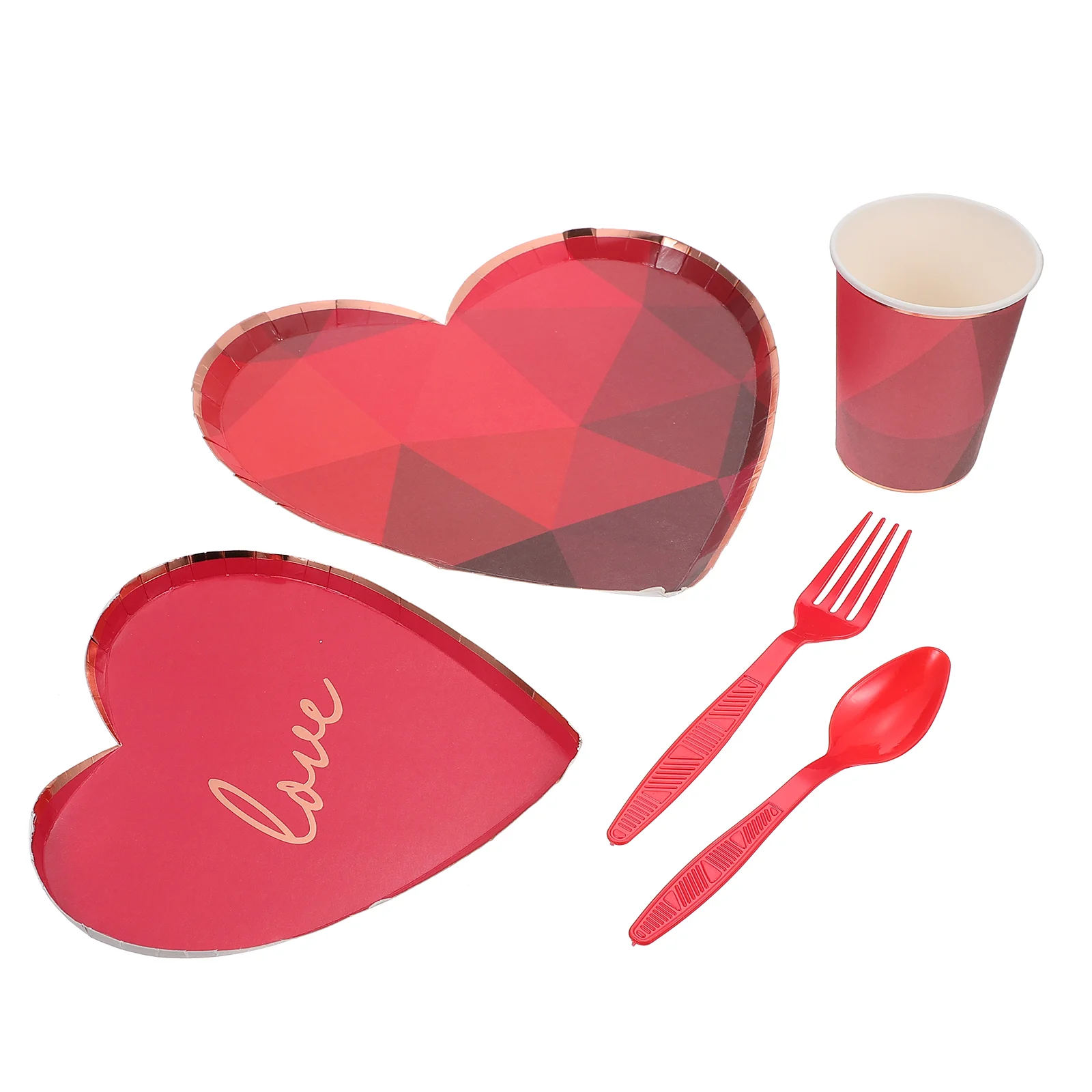 

1 Set of Disposable Tableware Paper Tableware Valentine's Day Party Tableware
