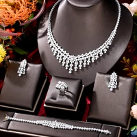siscathy korean fashion zircon jewelry set for women necklace bracelet earrings clavicle chain female party accessories gifts